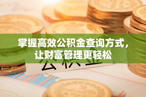 兴化掌握高效公积金查询方式，让财富管理更轻松
